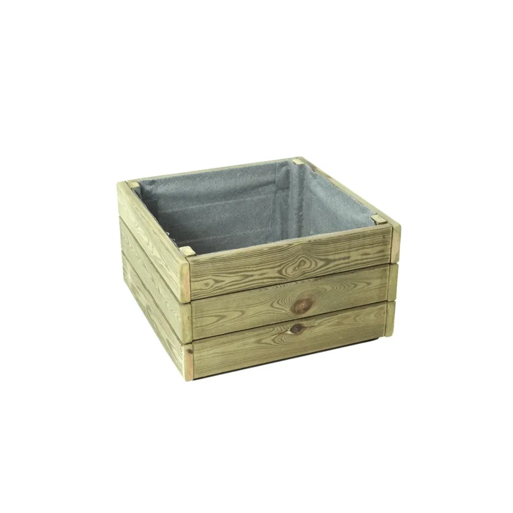 Jardinera De Madera Eko De Pino Tratada Vidahuerto 30x30x30 Cm. con Patas Elevadoras