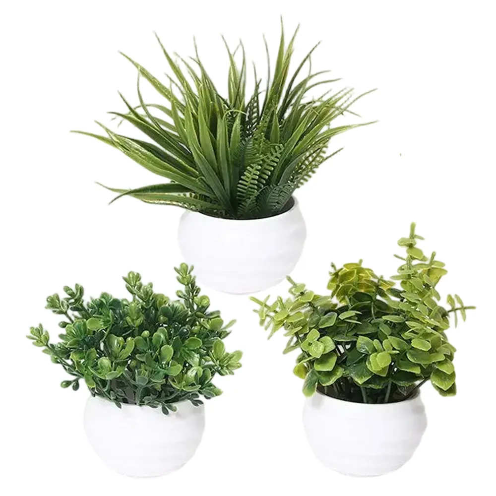Jardineras de Balcón Colgantes Paquete de 3 macetas de plástico con forma de planta simulada, 6,5 x 6,5 x 9 cm, serie de c...