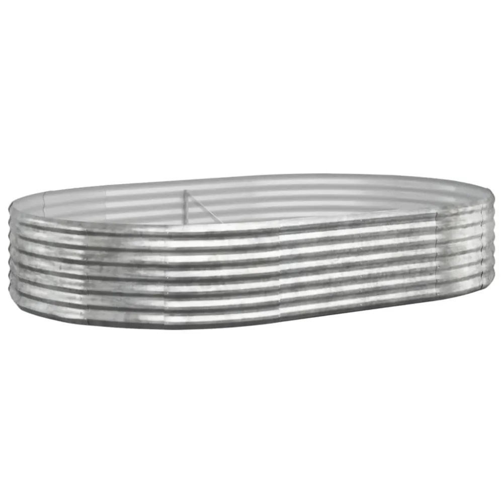 Jardineras de Balcón Colgantes vidaXL jardinera arriate acero recubrimiento polvo plata 214x140x36 cm
