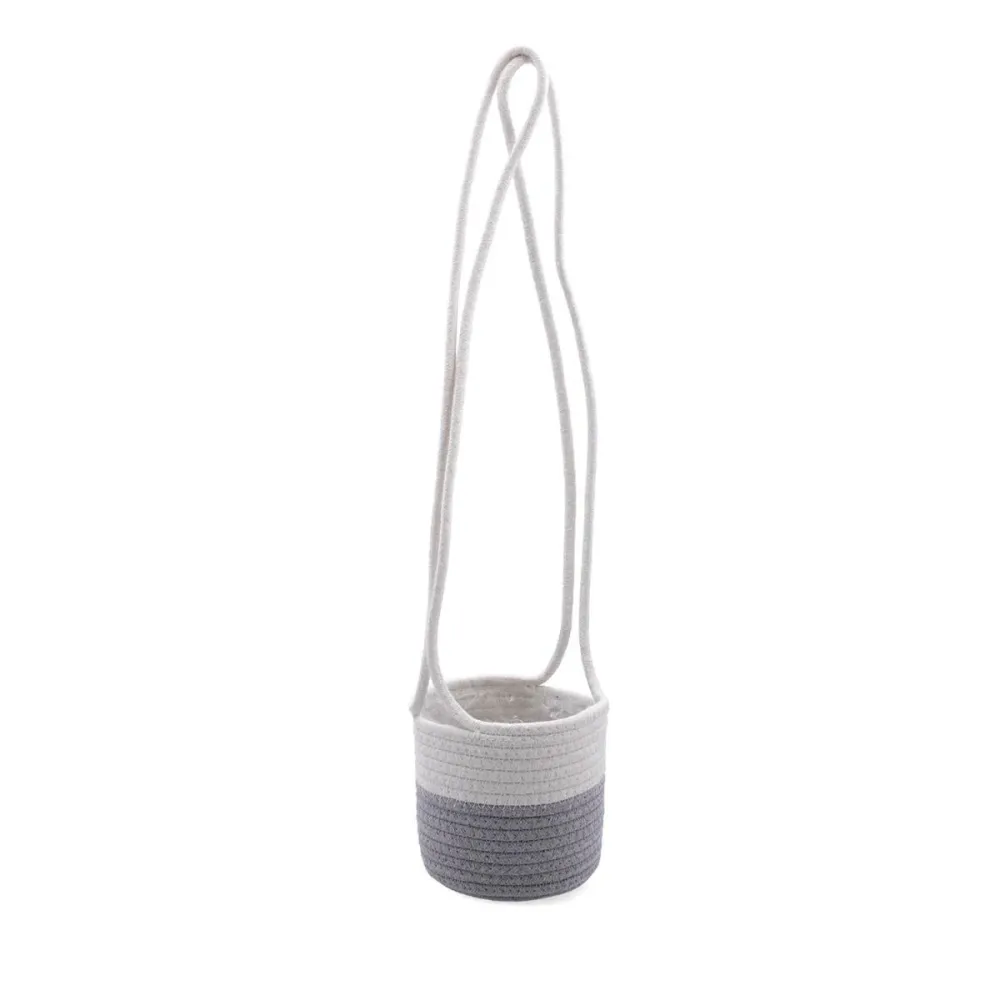 Jardineras de Terracota Esmaltada Macetero colgante MOA Vinthera diseño bicolor blanco/gris Ø14x13 cm