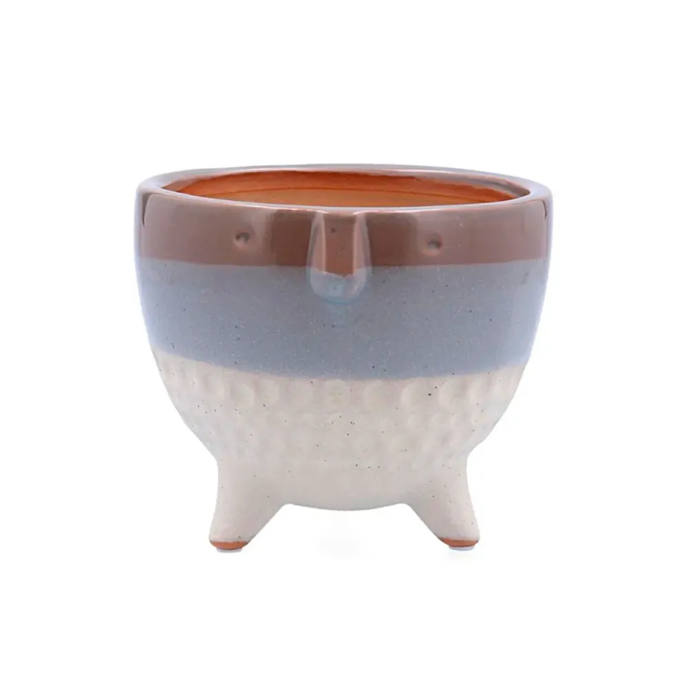 Jardineras de Terracota Esmaltada Macetero MOA Vinthera diseño tricolor ø13x11 cm