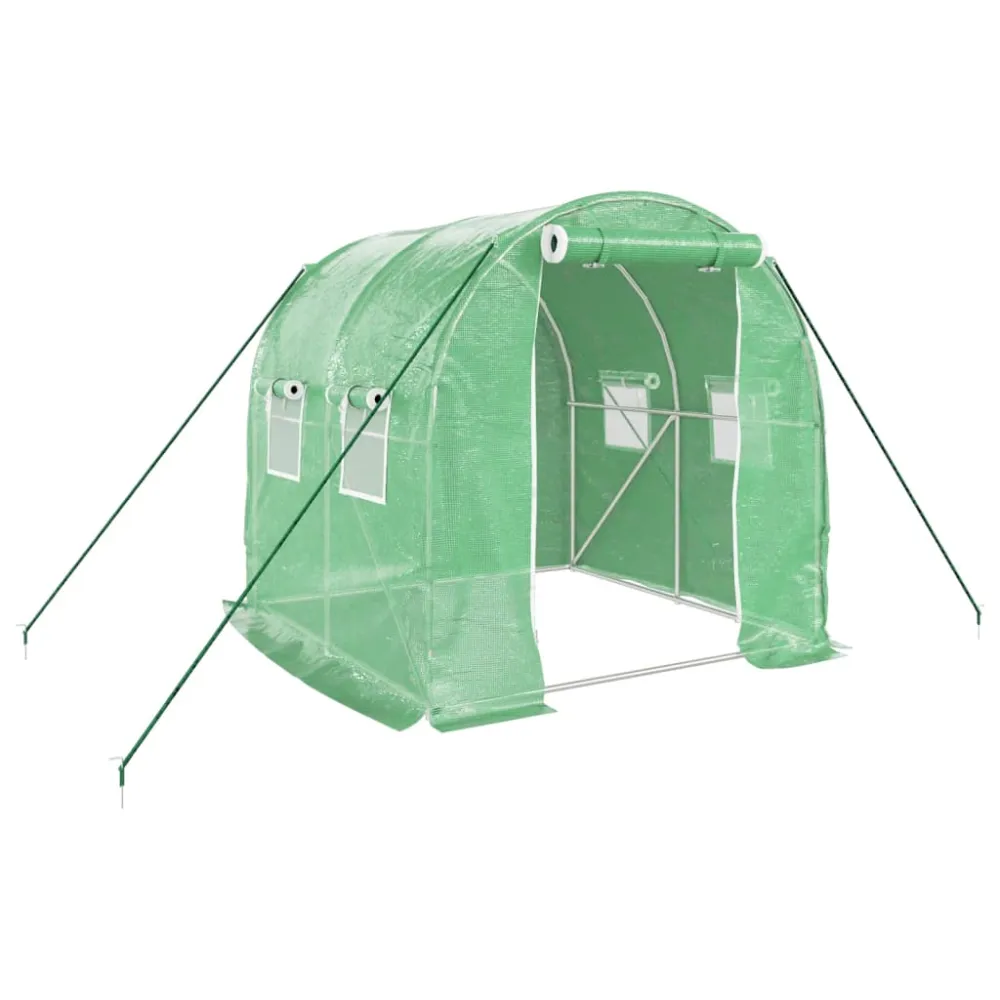 Maceta de Autorriego con Reserva vidaXL invernadero con estructura de acero verde 4 m² 2x2x2 m