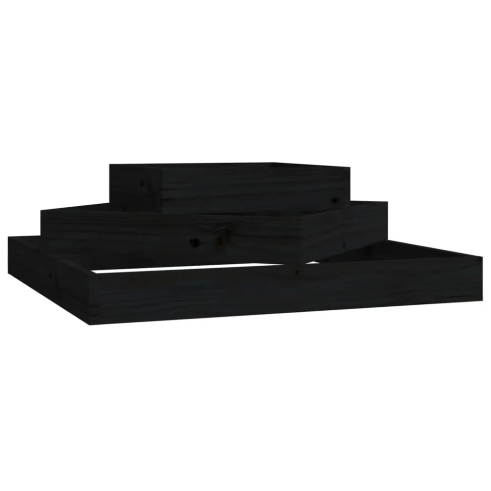 Maceta de Autorriego con Reserva vidaXL jardinera de madera maciza de pino negro 83x83x27 cm