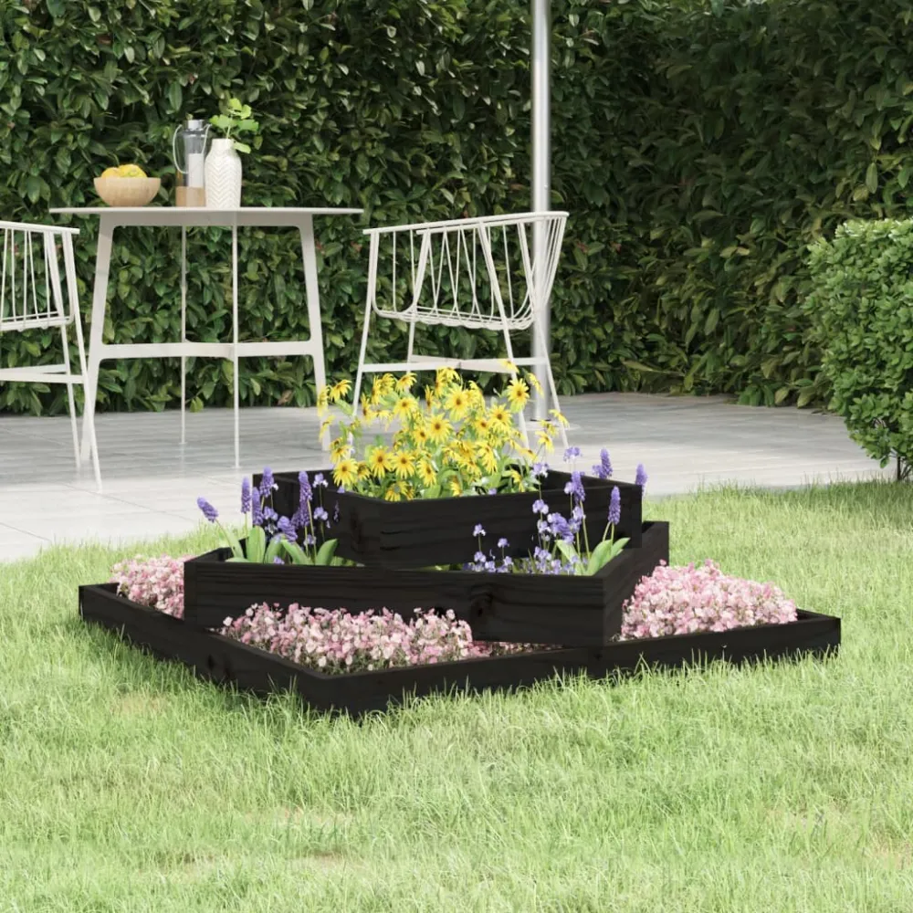 Maceta de Autorriego con Reserva vidaXL jardinera de madera maciza de pino negro 83x83x27 cm