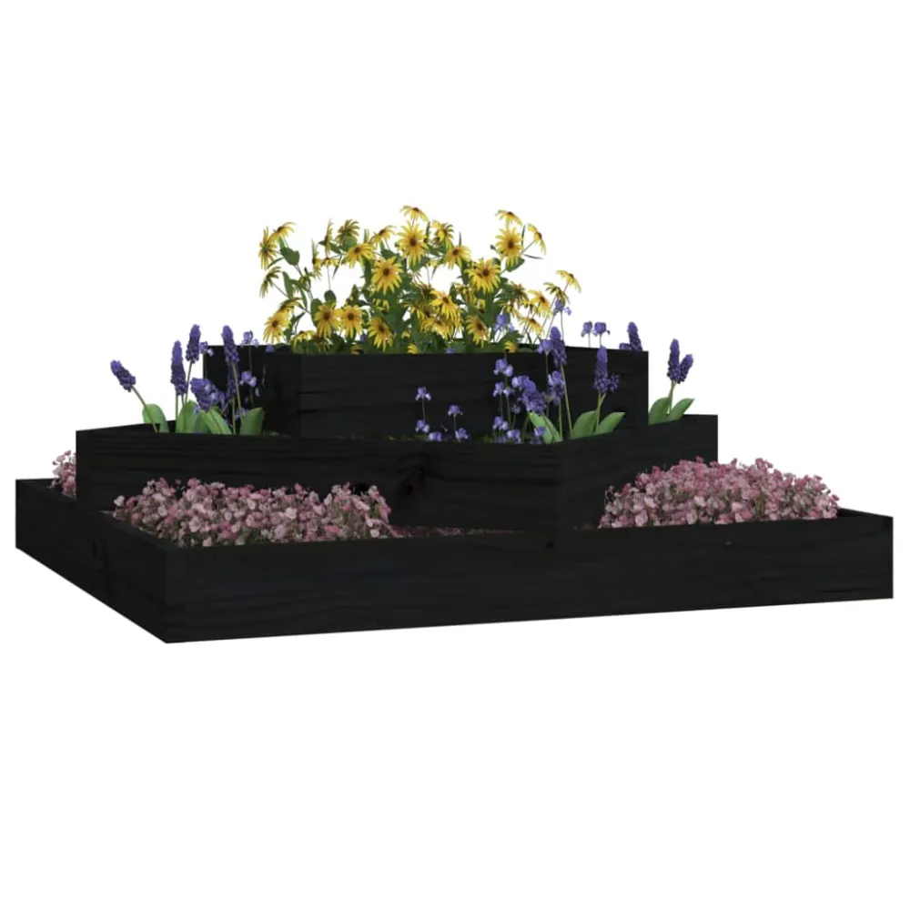 Maceta de Autorriego con Reserva vidaXL jardinera de madera maciza de pino negro 83x83x27 cm