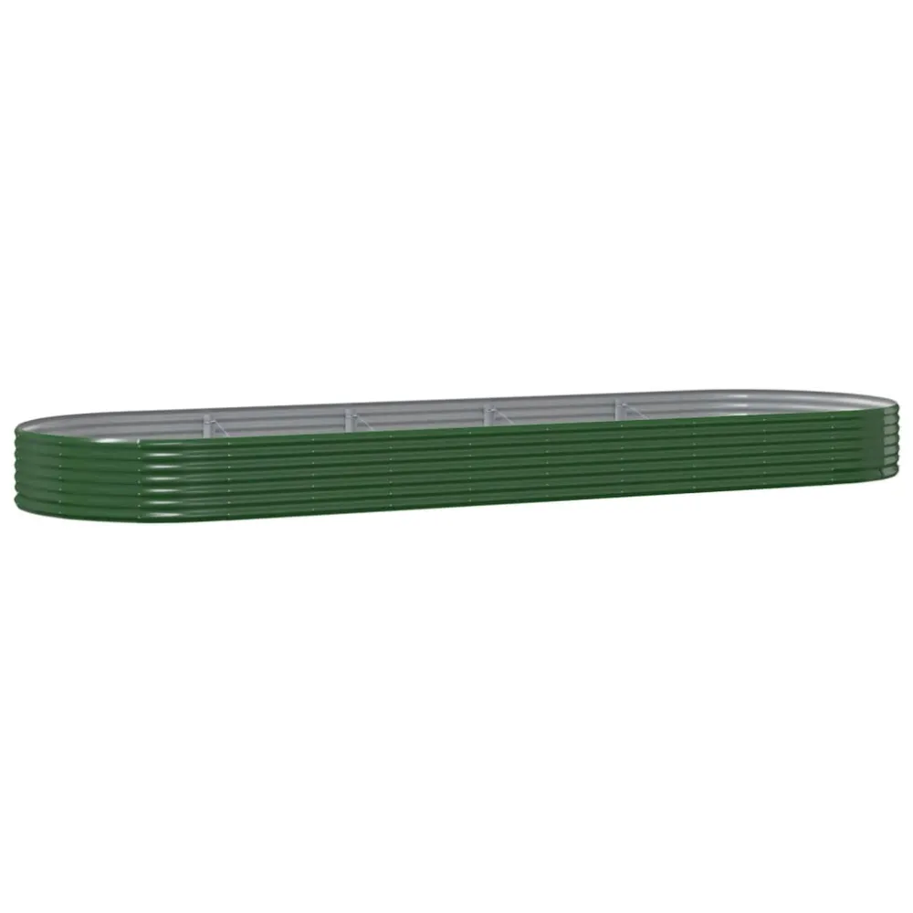 Maceta Biodegradable de Fibra vidaXL jardinera arriate acero recubrimiento polvo verde 450x140x36 cm