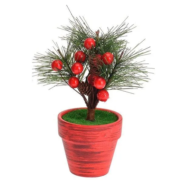 Maceta de cerámica con planta muérdago artificial 15 cm para Espacios Pequeños