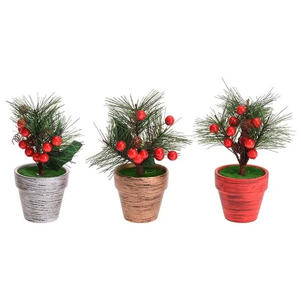 Maceta de cerámica con planta muérdago artificial 15 cm para Espacios Pequeños