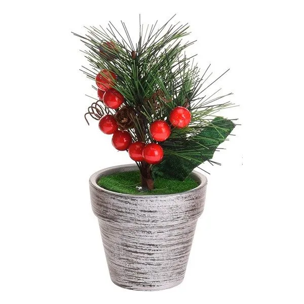 Maceta de cerámica con planta muérdago artificial 15 cm para Espacios Pequeños