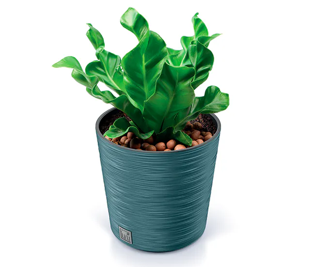 Macetero color antracita, con depósito, colección FURU, de 25 x 25 x 24,7 cm, capacidad de 7,5 L.