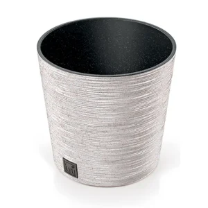 Macetero color blanco roto, con depósito, colección FURU, de 25 x 25 x 22,4 cm, capacidad de 7,5 L. | Material Reciclado y...