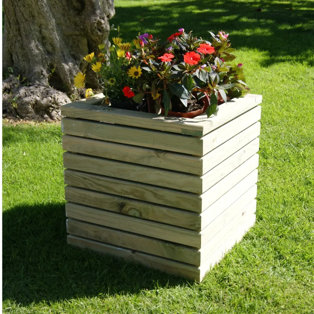 Plato de Drenaje Profundo Jardinera Luxe De Madera Tratada Vidahuerto 60x60x60 Cm.