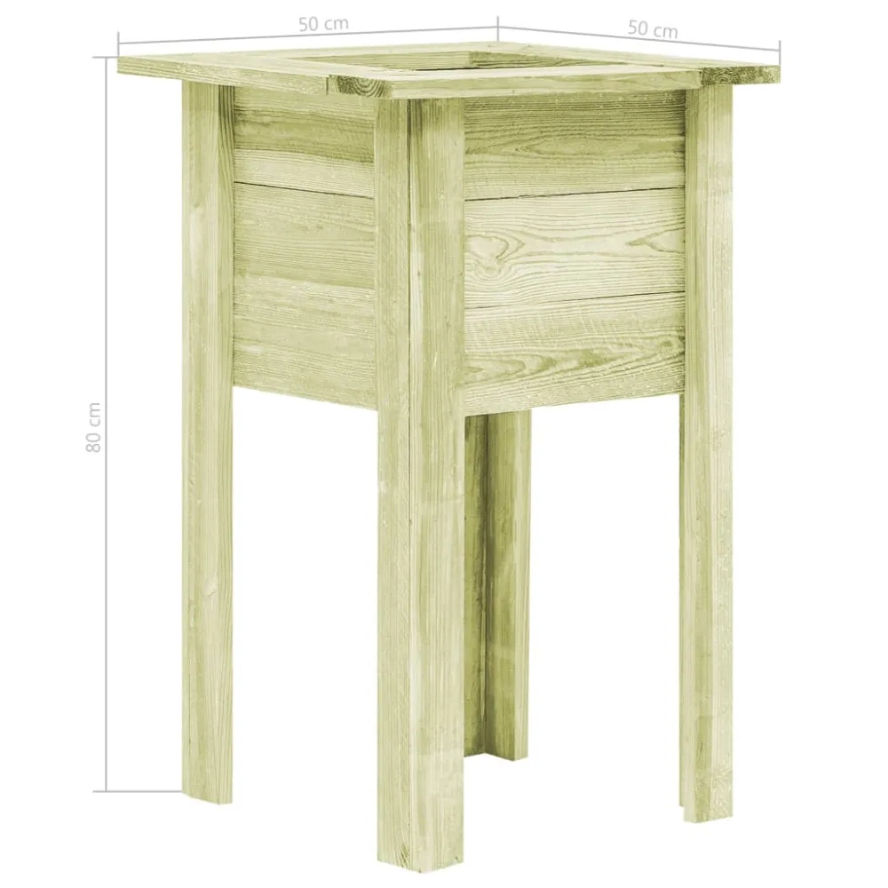 Plato de Drenaje Profundo vidaXL arriate con patas madera aserrada impregnada 50x50x80 cm