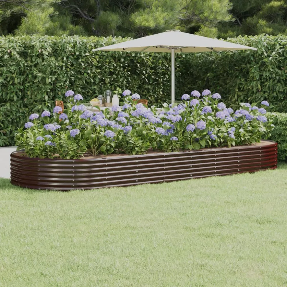 Plato de Drenaje Profundo vidaXL jardinera arriate acero recubrimiento polvo marrón 373x140x36cm