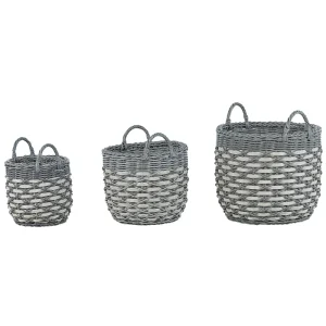Profesional para Exteriores Conjunto de 3 macetas gefira ratán sintético 31/39/49 cm gris
