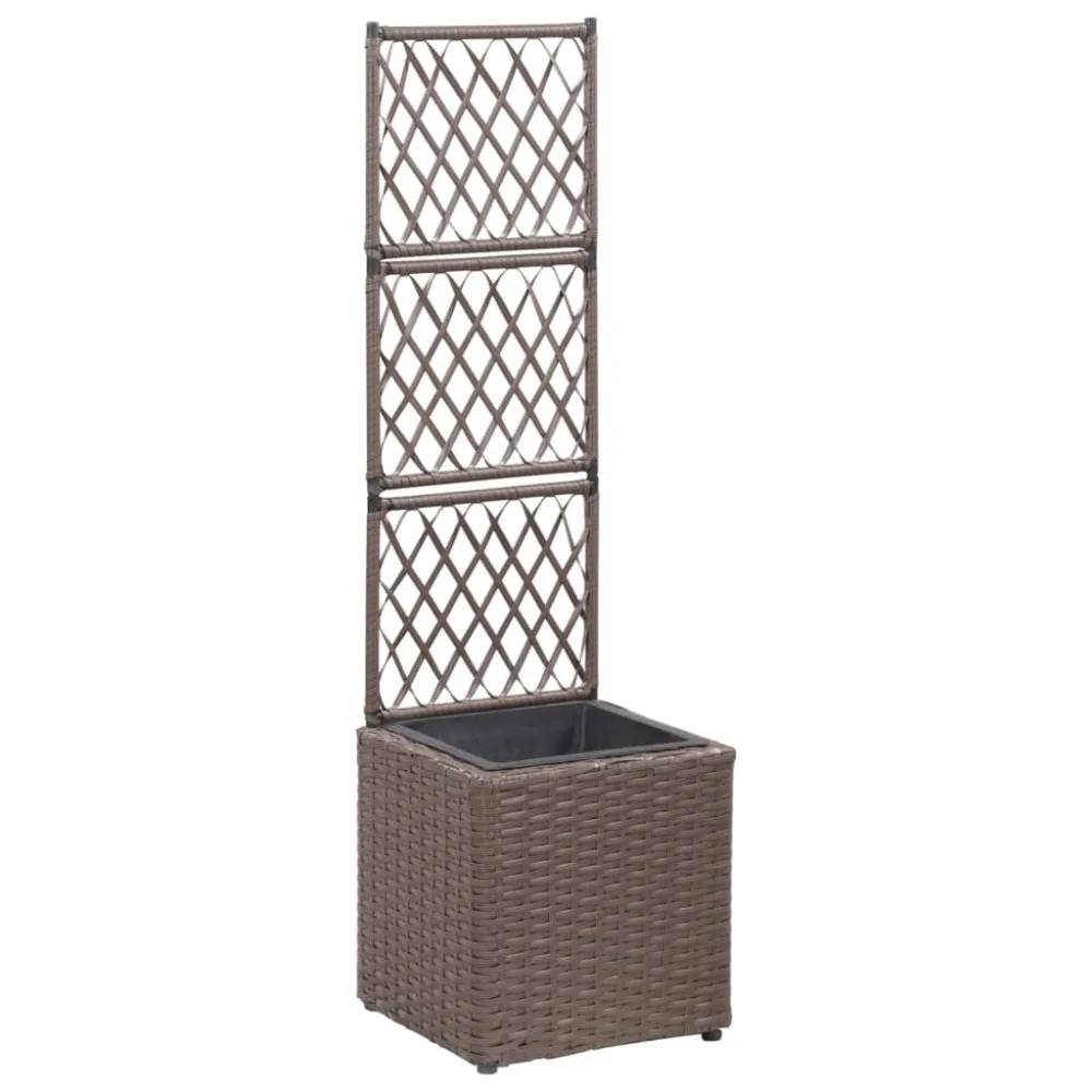 Profesional para Exteriores vidaXL enrejado y arriate 1 maceta ratán sintético marrón 30x30x107 cm