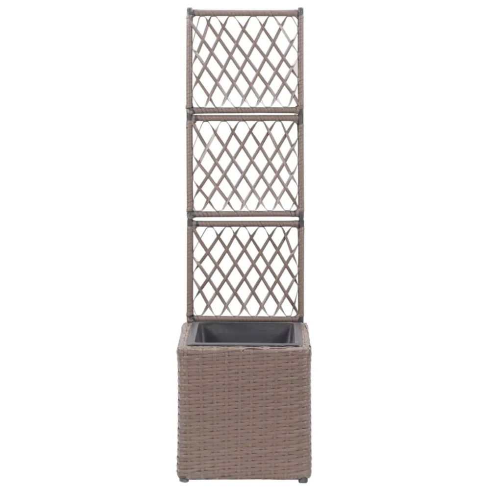 Profesional para Exteriores vidaXL enrejado y arriate 1 maceta ratán sintético marrón 30x30x107 cm