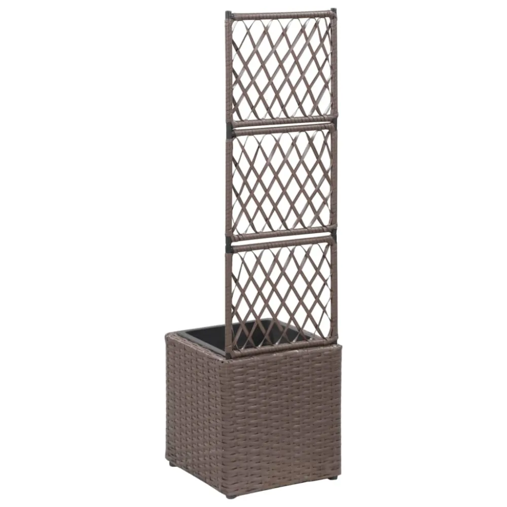 Profesional para Exteriores vidaXL enrejado y arriate 1 maceta ratán sintético marrón 30x30x107 cm