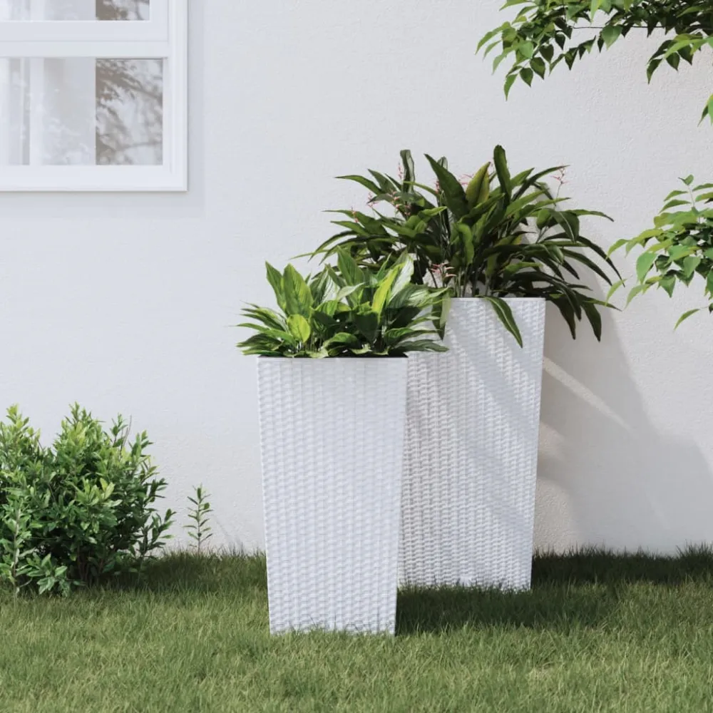 Profesional para Exteriores vidaXL macetero con interior extraíble pp ratán blanco 11/26,5 l