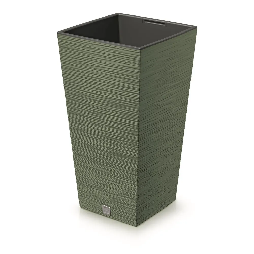 Prosperplast Furu Maceta cuadrada con inserto DFSH240-5615C - color verde tierra de Cerámica Artesanal