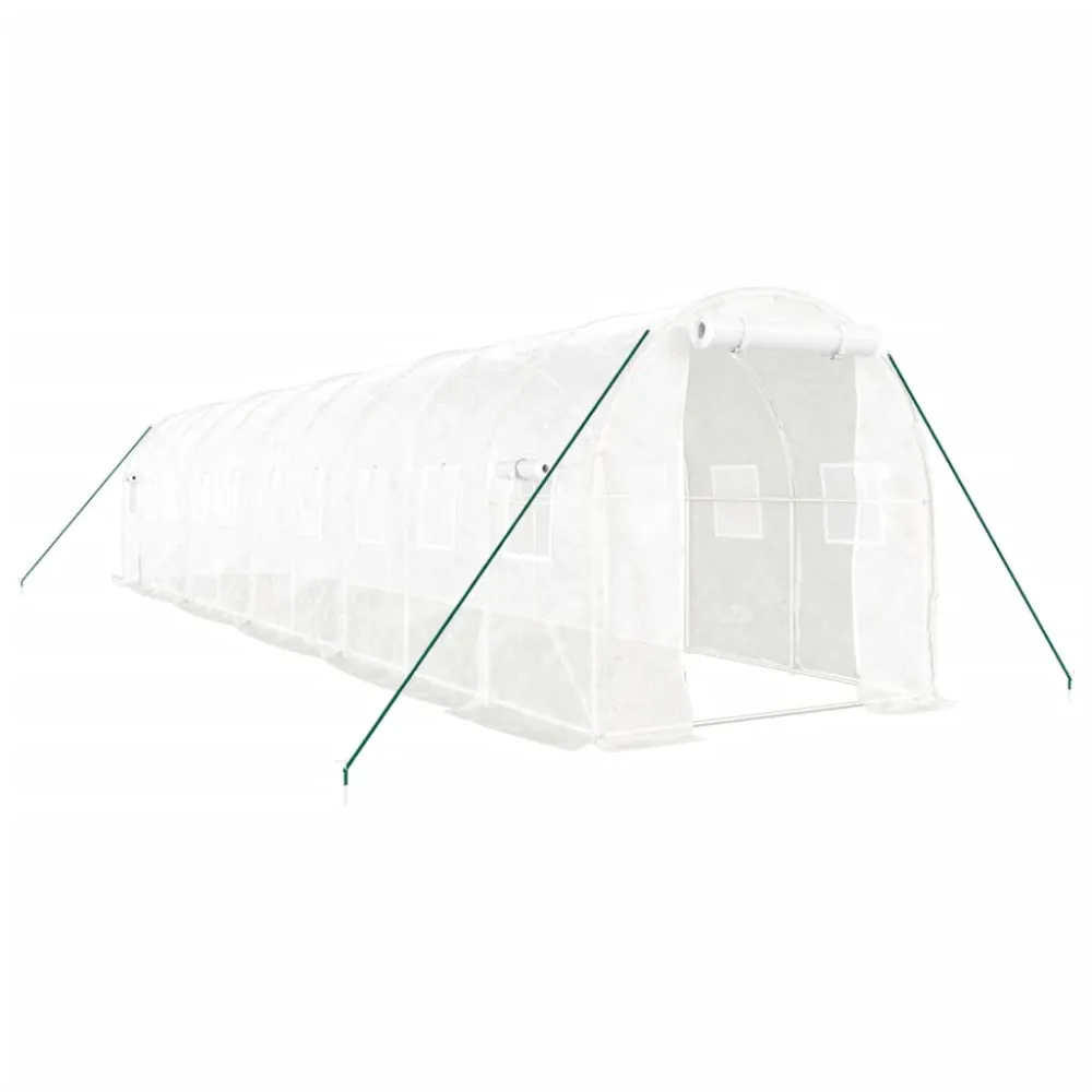 Resistente la Intemperie vidaXL invernadero con estructura de acero blanco 20 m² 10x2x2 m