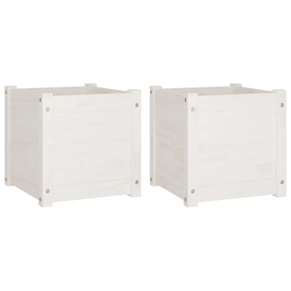 Resistente la Intemperie vidaXL jardineras 2 uds madera maciza de pino blanco 40x40x40 cm