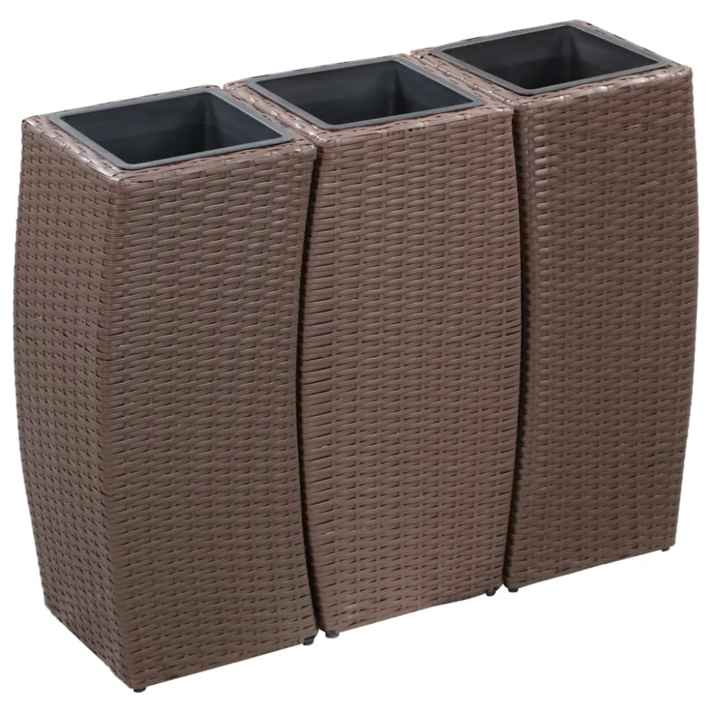 Sistema de Jardín Vertical Modular vidaXL conjunto de arriate 3 piezas ratán sintético marrón