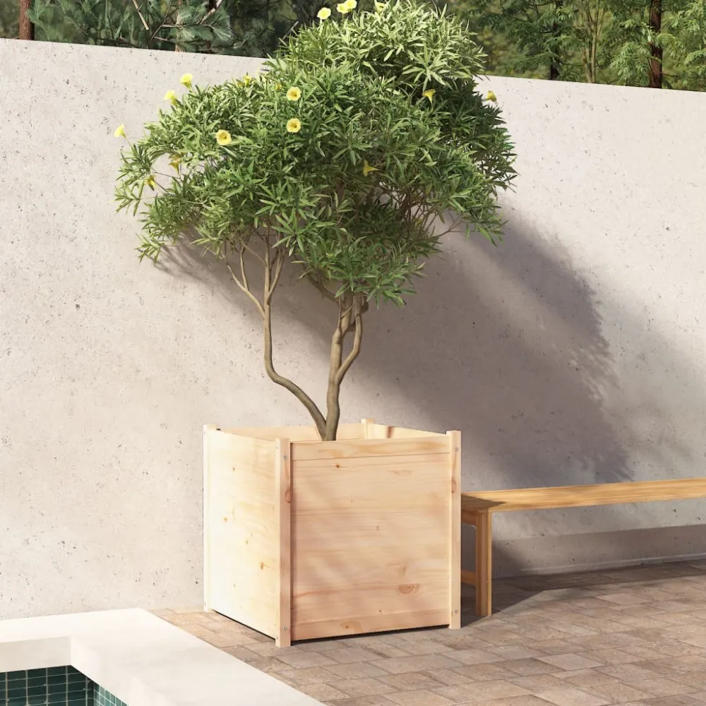 Soporte para Macetas Ajustable Jardinera de madera maciza de pino 70x70x70 cm