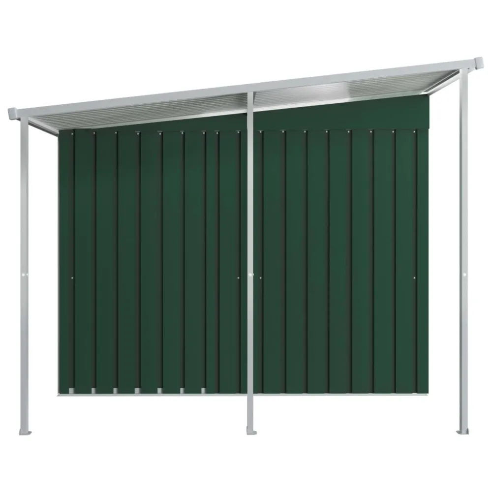 vidaXL cobertizo jardín con tejado extendido acero verde 346x236x181 cm
