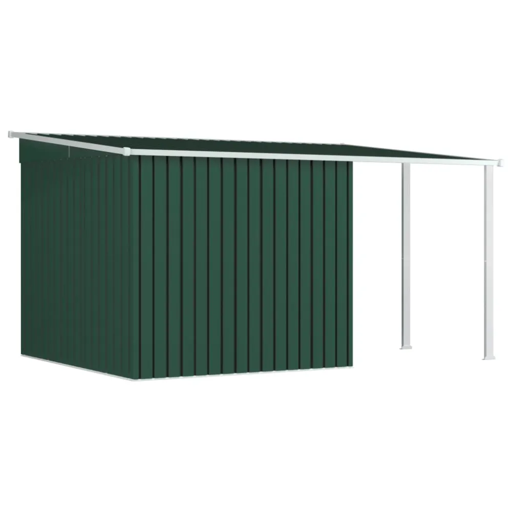 vidaXL cobertizo jardín con tejado extendido acero verde 346x236x181 cm