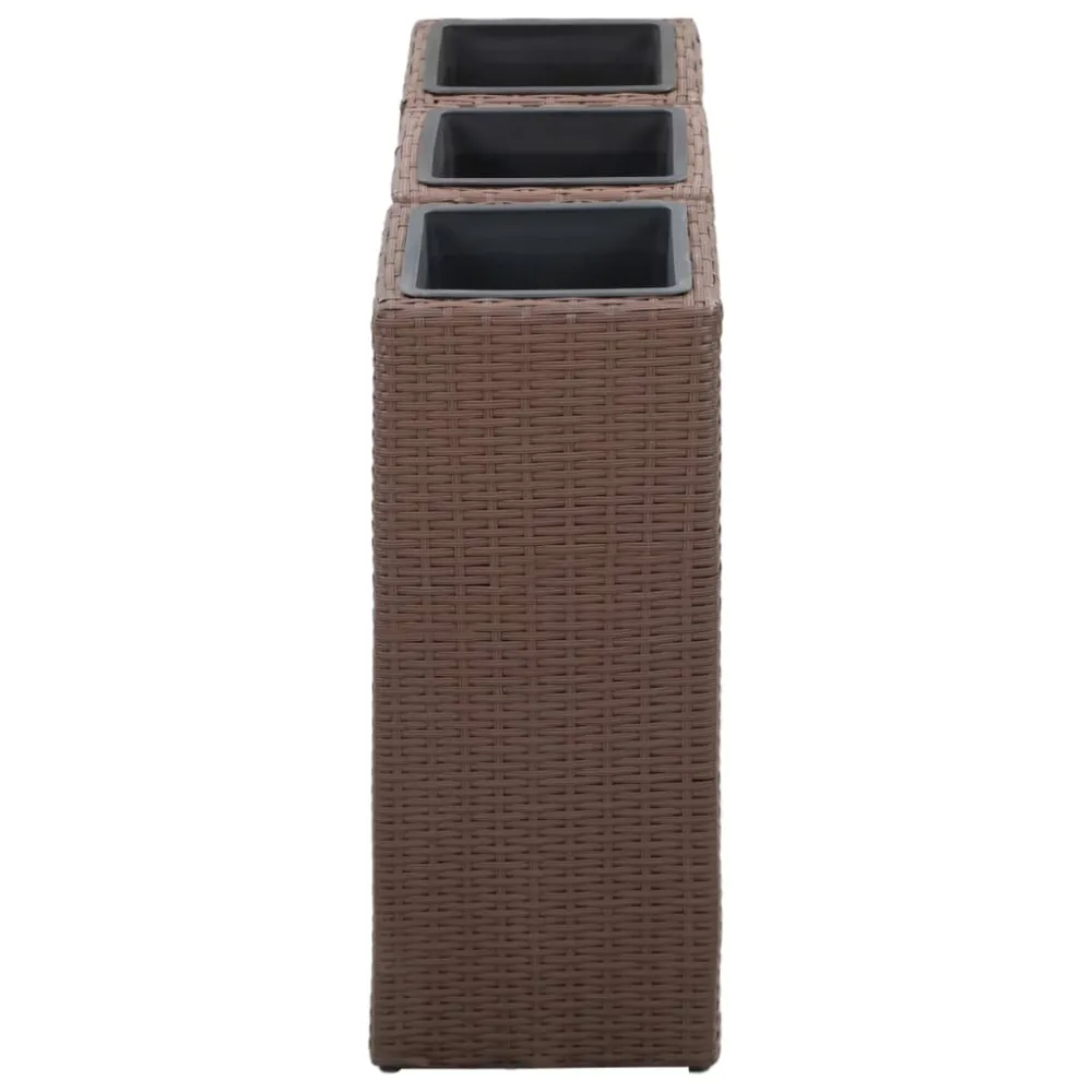 vidaXL conjunto de arriate 3 piezas ratán sintético marrón con Patas Elevadoras