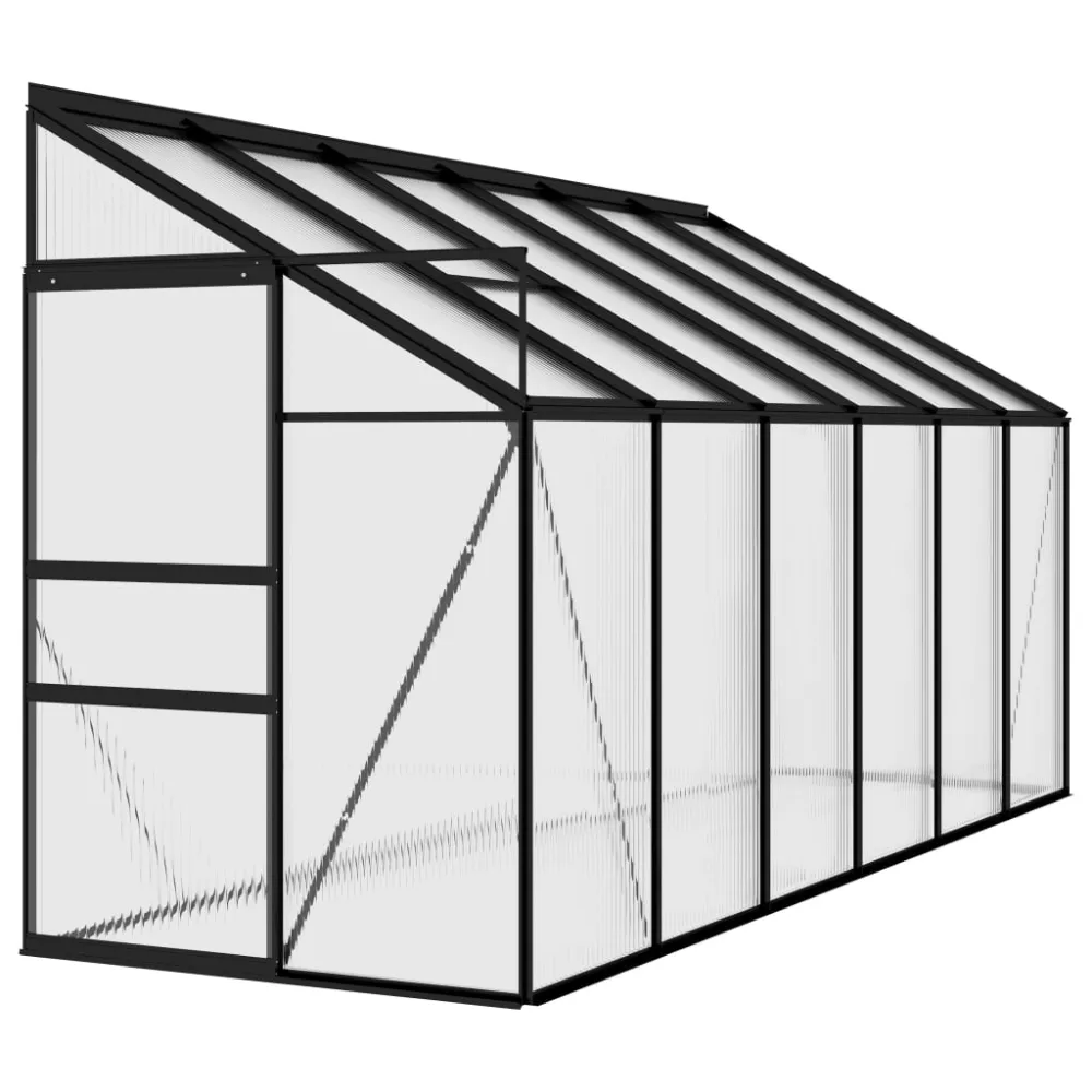 vidaXL invernadero de aluminio gris antracita 7,44 m³ con 3 Macetas de Diferentes Tamaños