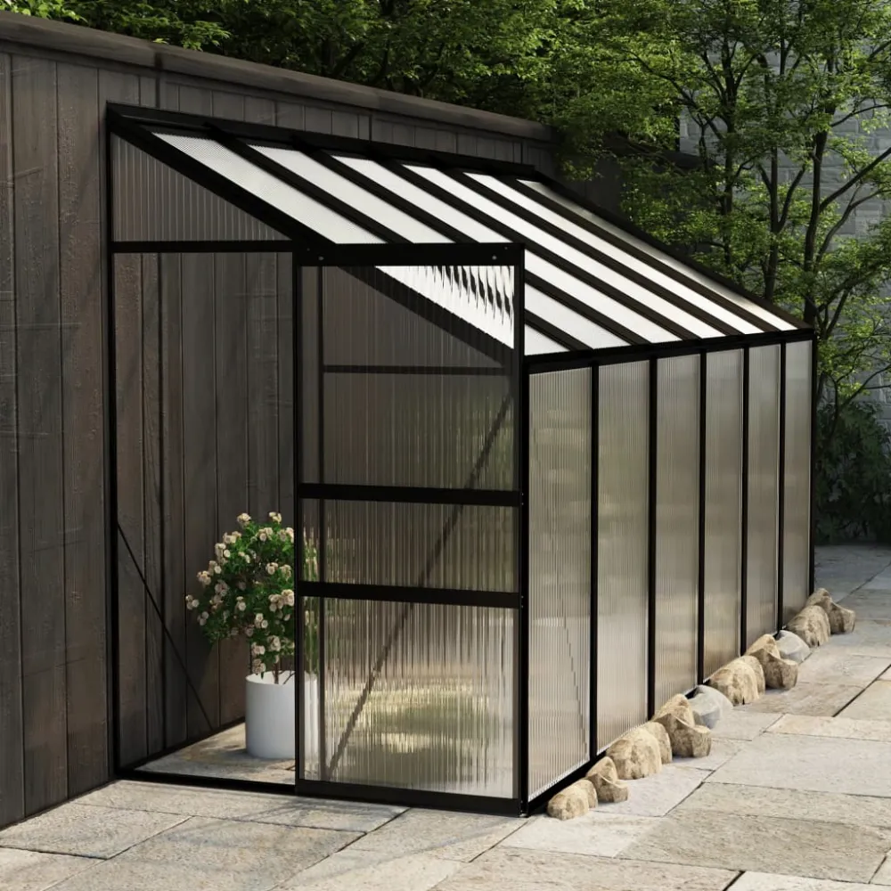 vidaXL invernadero de aluminio gris antracita 7,44 m³ con 3 Macetas de Diferentes Tamaños