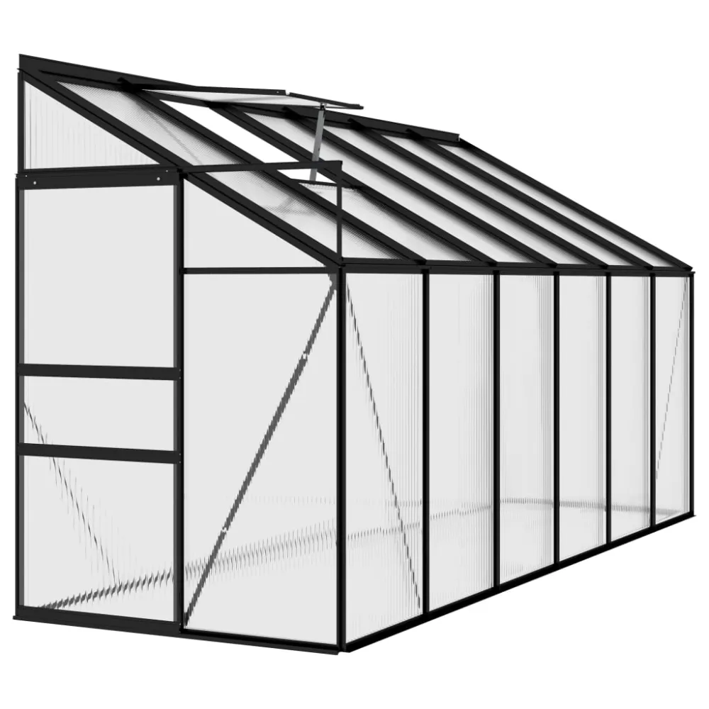 vidaXL invernadero de aluminio gris antracita 7,44 m³ con 3 Macetas de Diferentes Tamaños