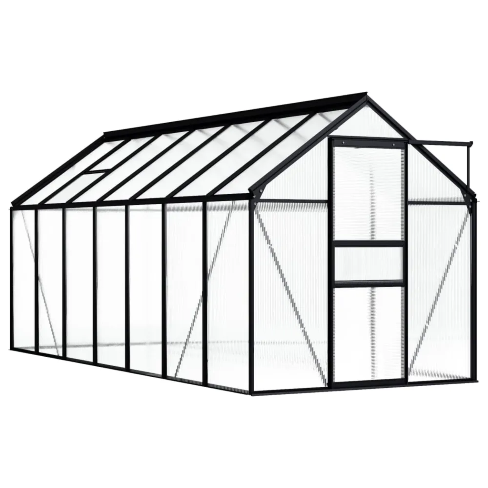 vidaXL invernadero de aluminio gris antracita 8,17 m² Compatible con Sistemas de Riego por Goteo