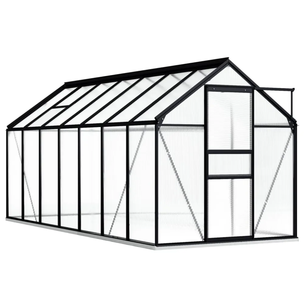 vidaXL invernadero con estructura base aluminio gris antracita 8,17 m² con Patas Elevadoras