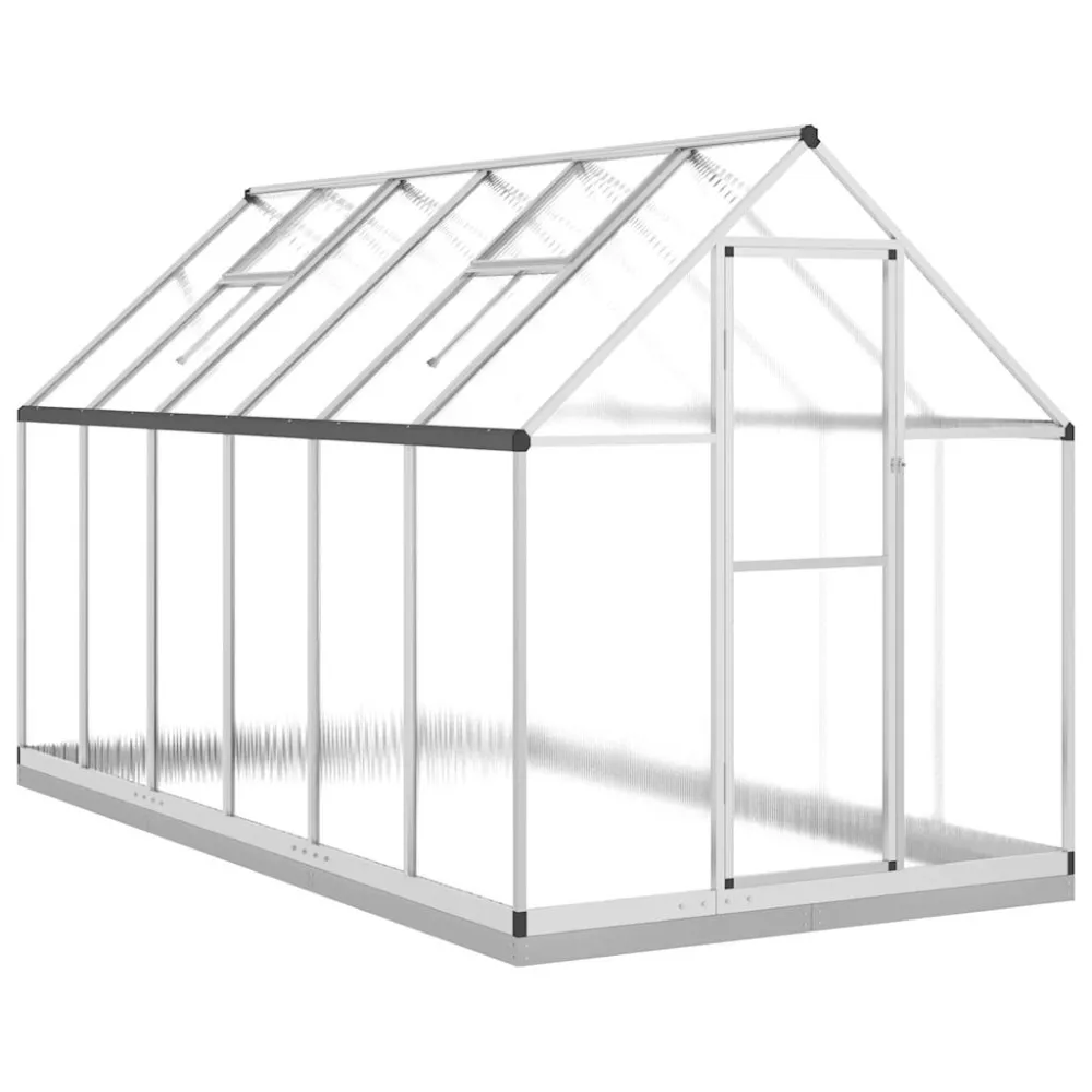 vidaXL invernadero con marco base aluminio plateado 334x169x202 cm