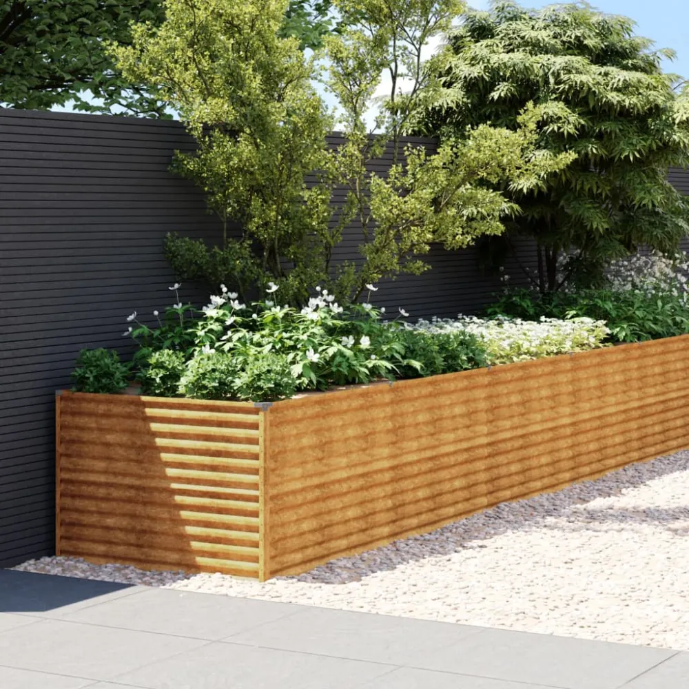 vidaXL jardinera de acero corten 1150x100x69 cm con Drenaje Mejorado