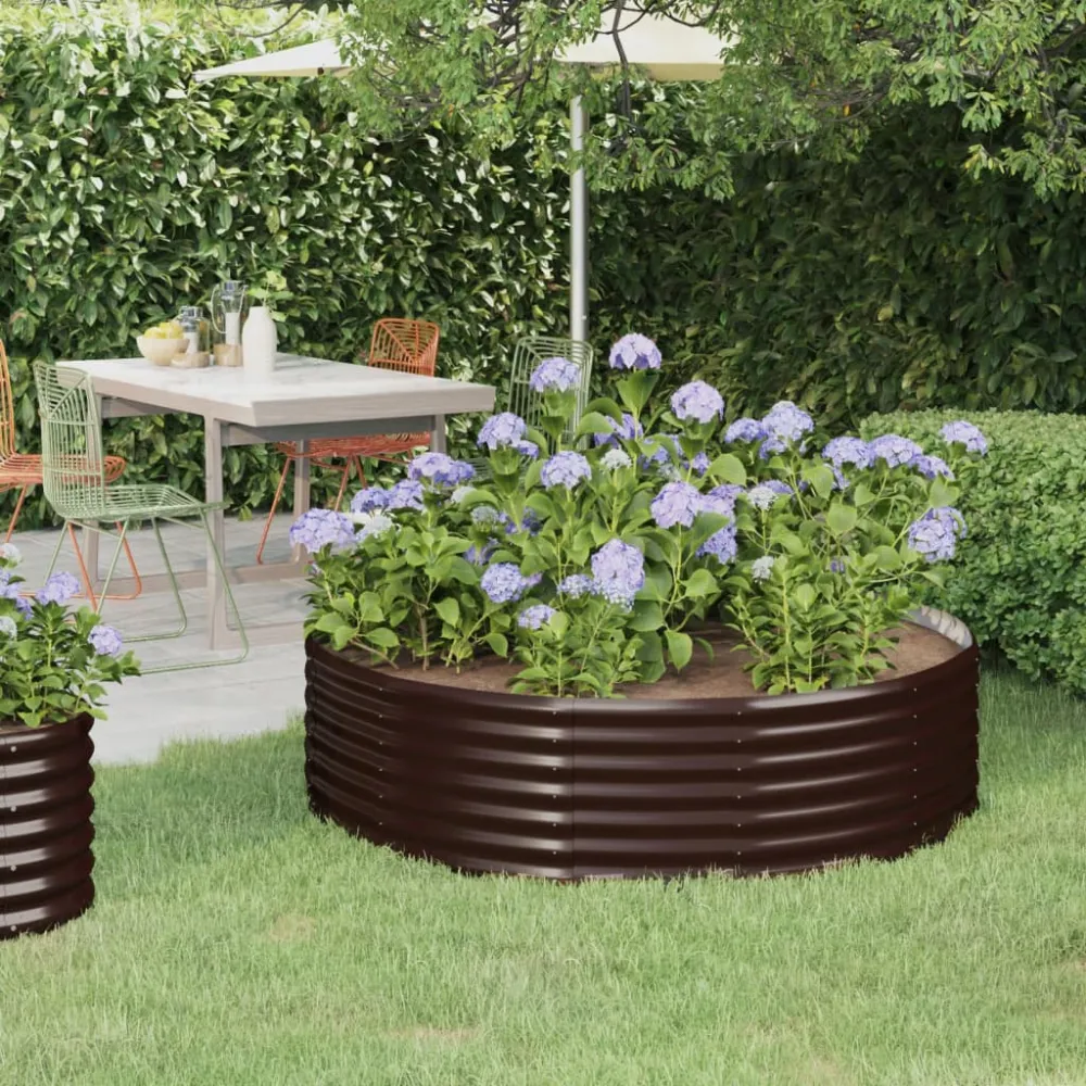 vidaXL jardinera arriate acero recubrimiento polvo marrón 140x140x36cm con Patas Elevadoras