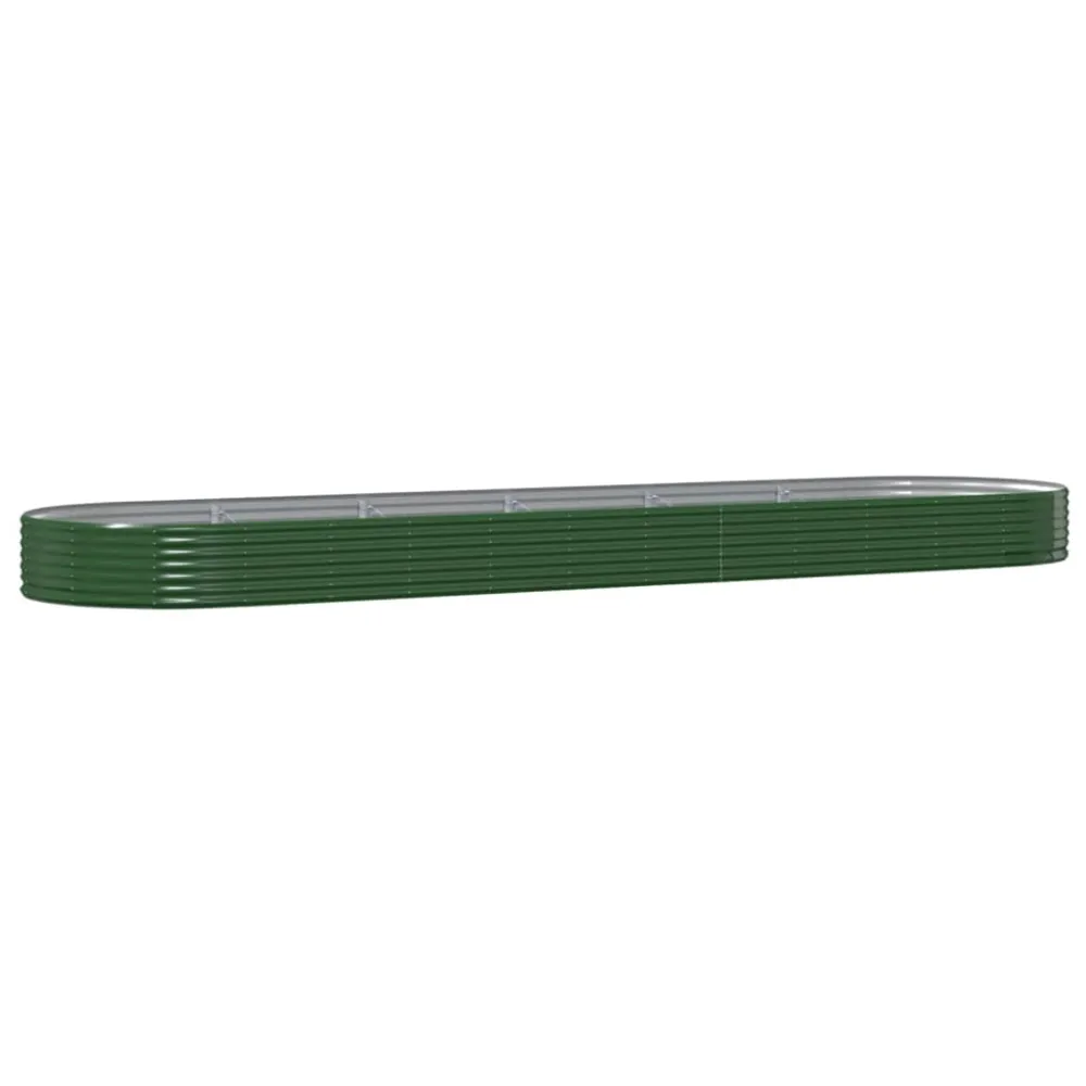 vidaXL jardinera arriate acero recubrimiento polvo verde 523x140x36 cm con 3 Macetas de Diferentes Tamaños
