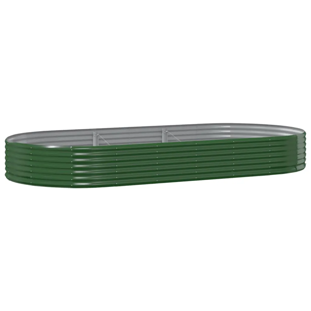 vidaXL jardinera arriate acero recubrimiento polvo verde 296x140x36 cm con Drenaje Mejorado