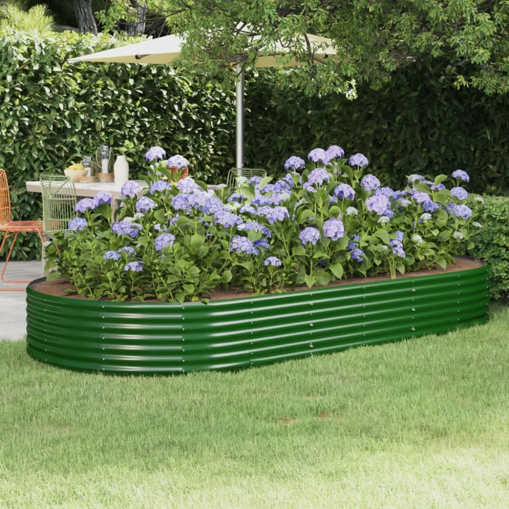 vidaXL jardinera arriate acero recubrimiento polvo verde 296x140x36 cm con Drenaje Mejorado