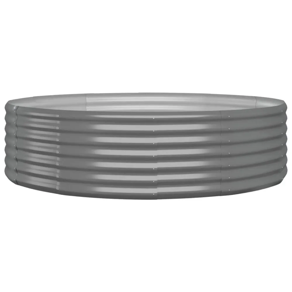 vidaXL jardinera arriate acero recubrimiento polvo gris 140x140x36 cm con 3 Macetas de Diferentes Tamaños
