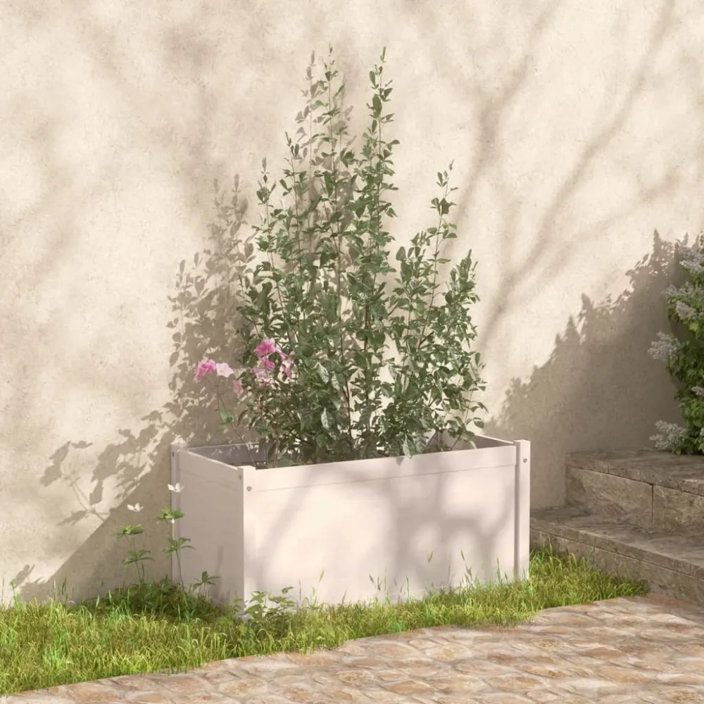 vidaXL jardinera de madera maciza de pino blanco 100x50x50 cm para Plantas de Interior