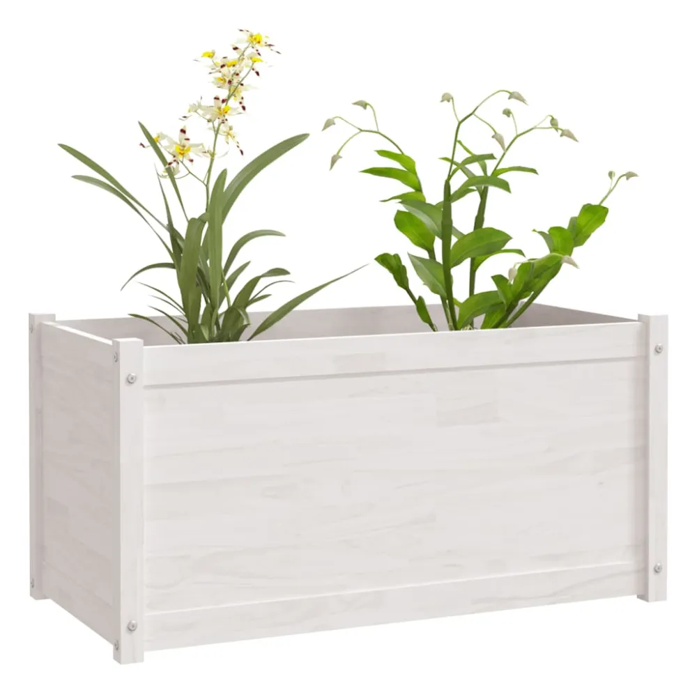 vidaXL jardinera de madera maciza de pino blanco 100x50x50 cm para Plantas de Interior