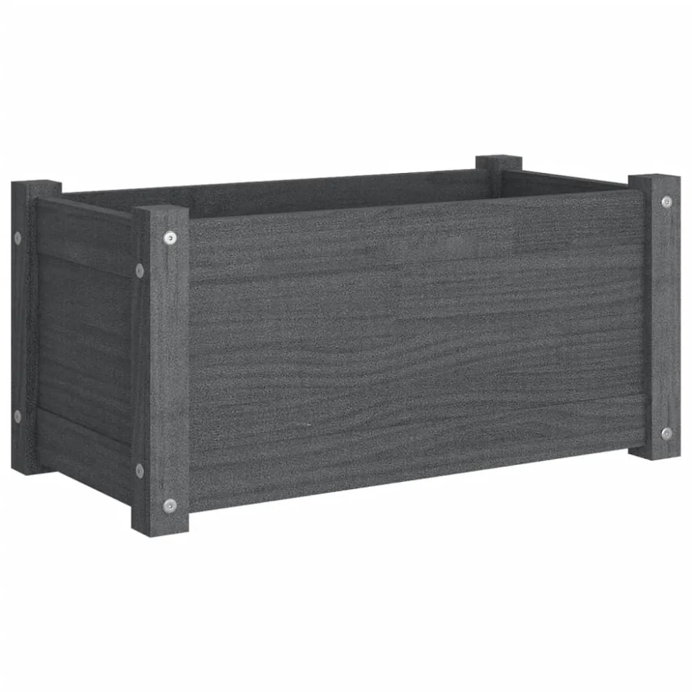 vidaXL jardinera de madera maciza de pino gris 60x31x31 cm