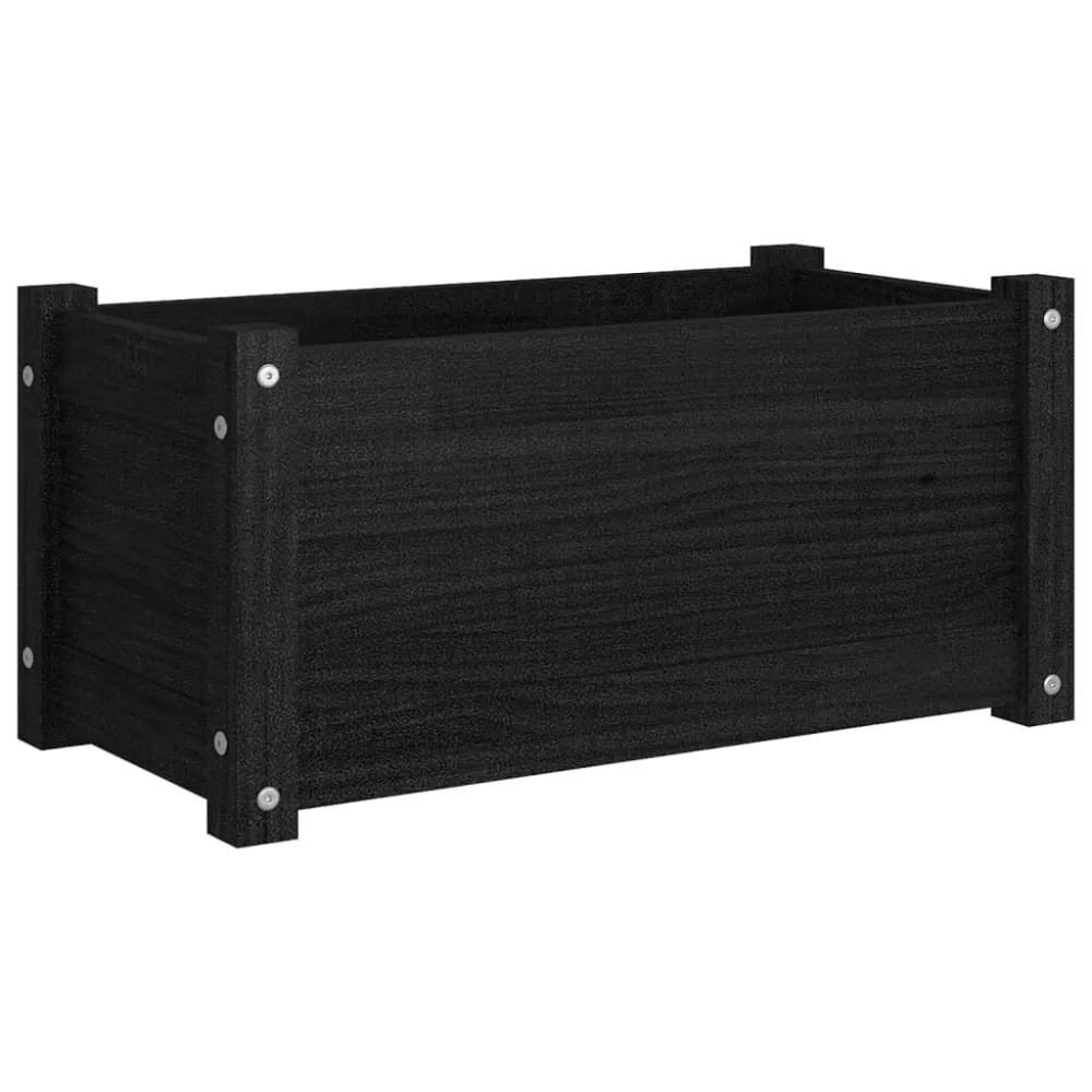 vidaXL jardineras 2 uds madera maciza de pino negro 60x31x31 cm con 3 Macetas de Diferentes Tamaños