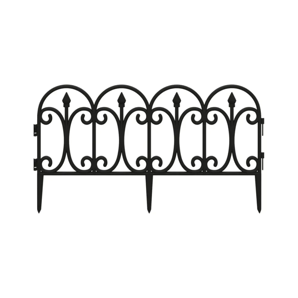 Acero Galvanizado Set de 4 vallas de jardín negro 32,5x57x5 cm