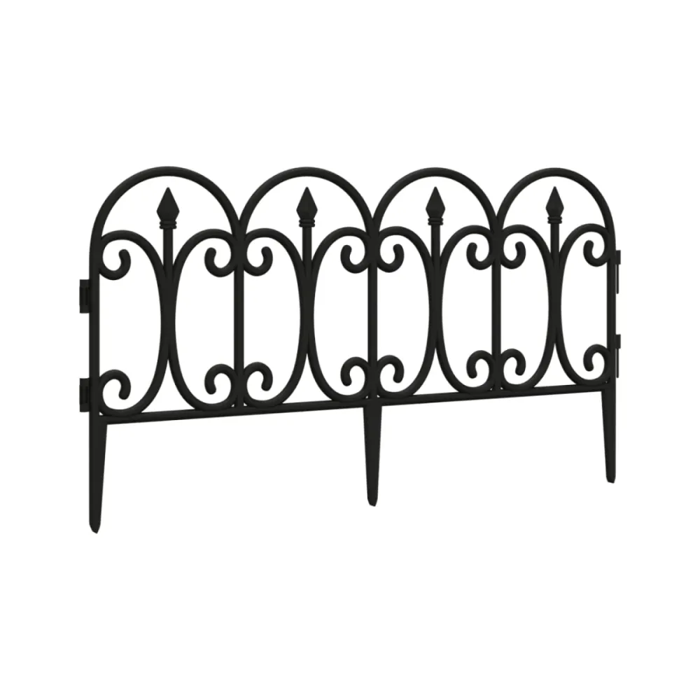 Acero Galvanizado Set de 4 vallas de jardín negro 32,5x57x5 cm