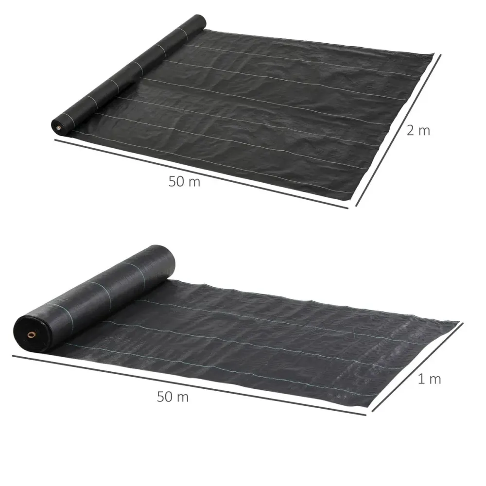 Enrejado Plegable de Malla de jardín Mallorca Outsunny transpirable 130 g/m² negro 2x50 m
